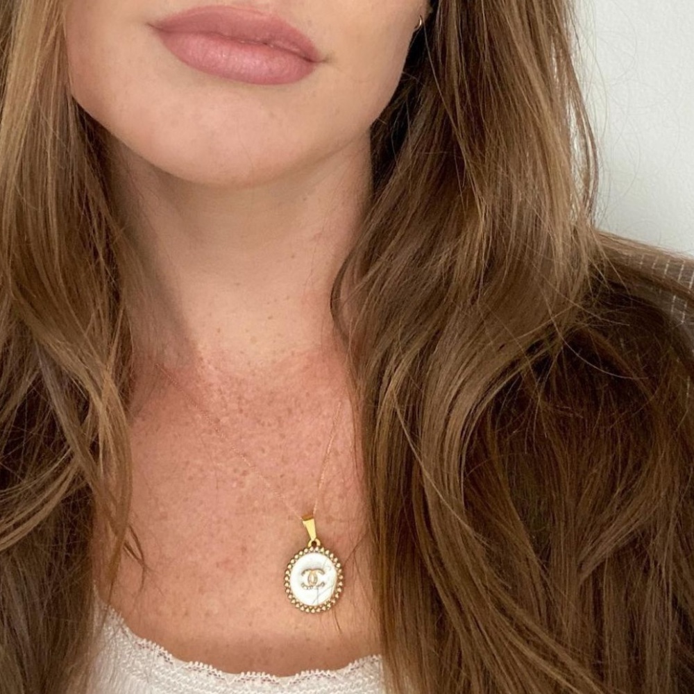 CHANEL Gold and White Necklace